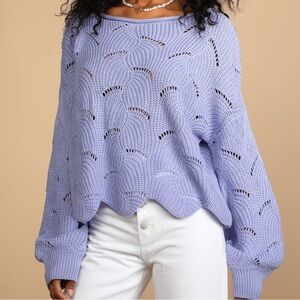 Moon & Madison Women’s Wide Cropped Loose Knit Sweater - Lilac - M